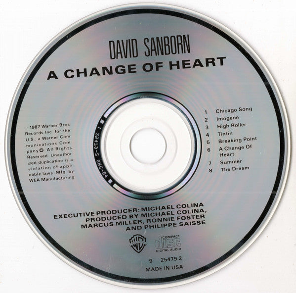 David Sanborn - A Change Of Heart (CD, Album) (Very Good (VG))