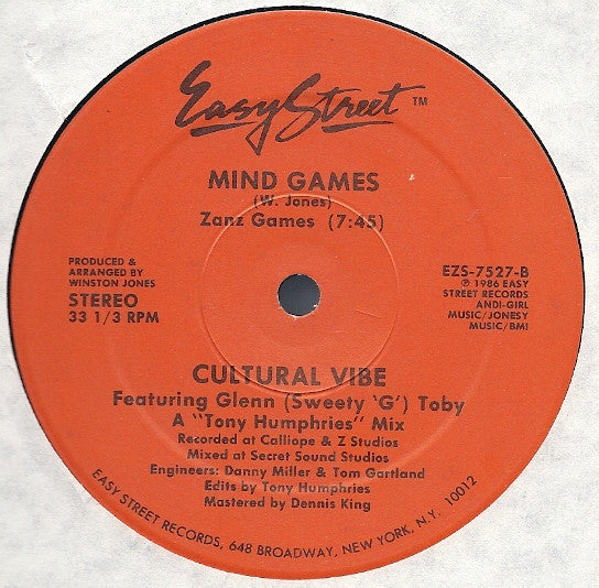 Cultural Vibe, Glenn "Sweety G" Toby - Mind Games (12", 33 ⅓ RPM) (Very Good Plus (VG+))