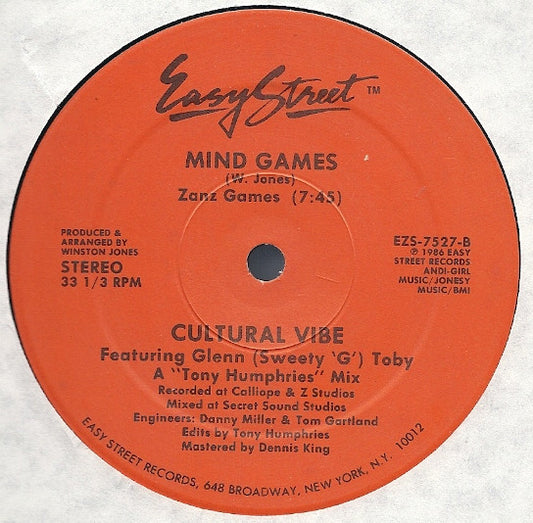 Cultural Vibe, Glenn "Sweety G" Toby - Mind Games (12", 33 ⅓ RPM) (Very Good Plus (VG+))
