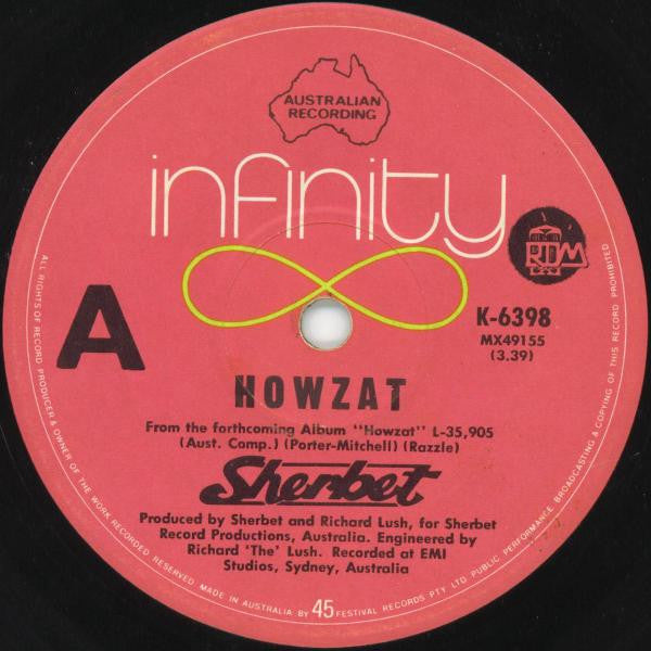Sherbet - Howzat (7", 45 RPM, Single) (Very Good (VG))