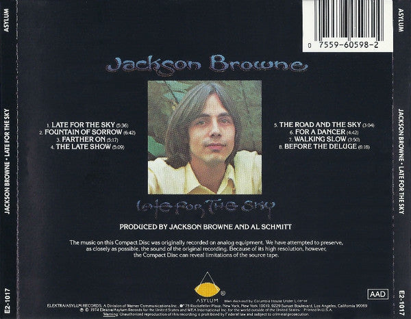 Jackson Browne - Late For The Sky (CD, Album, Club, RE, RP) (Good Plus (G+))