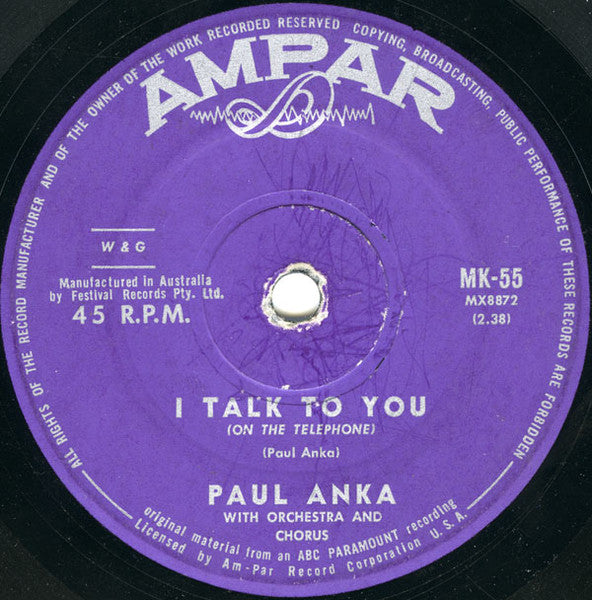 Paul Anka - Dance On Little Girl (7", 45 RPM, Single) (Good Plus (G+))