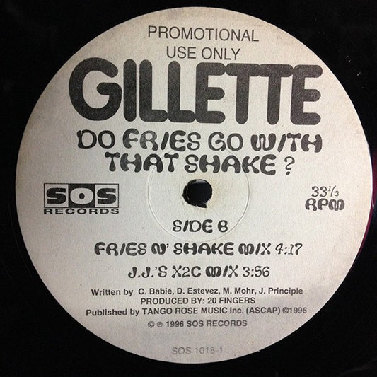 Gillette - Do Fries Go With That Shake? (12", 33 ⅓ RPM, Promo) (Very Good Plus (VG+))