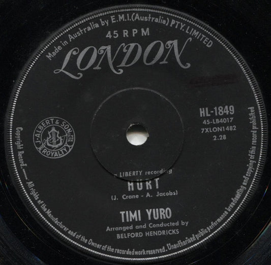 Timi Yuro - Hurt / I Apologize (7", 45 RPM, Single) (Good (G))