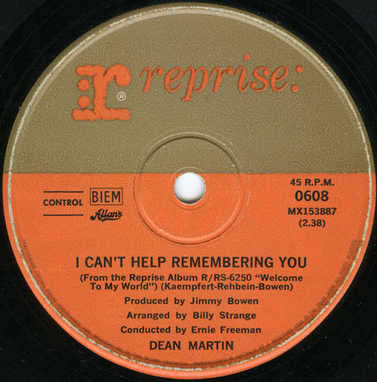 Dean Martin - Little Ole Wine Drinker, Me (7", 45 RPM, Single) (Good Plus (G+))