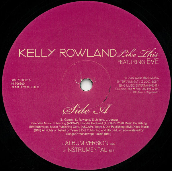 Kelly Rowland, Eve - Like This (12", 33 ⅓ RPM) (Very Good (VG))