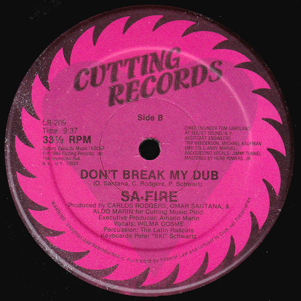 Safire - Don't Break My Heart (12", 33 ⅓ RPM) (Very Good Plus (VG+))