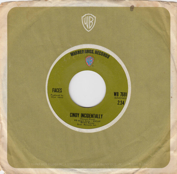Faces - Cindy Incidentally (7", 45 RPM, Styrene) (Very Good (VG))