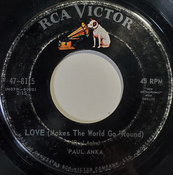 Paul Anka - Love (Makes The World Go 'Round) (7", 45 RPM, Single) (Very Good (VG))