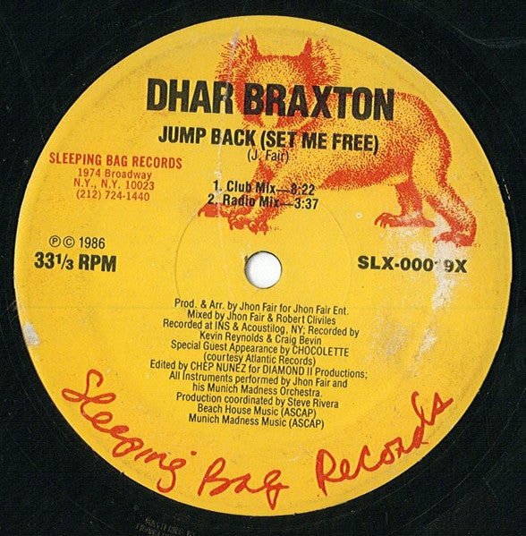 Dhar Braxton - Jump Back (Set Me Free) (12", 33 ⅓ RPM) (Very Good Plus (VG+))