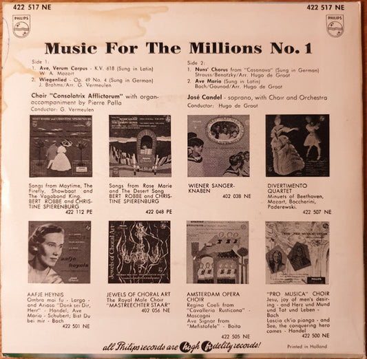 Various - Music For The Millions - No.1 (7", EP, 45 RPM) (Very Good (VG))