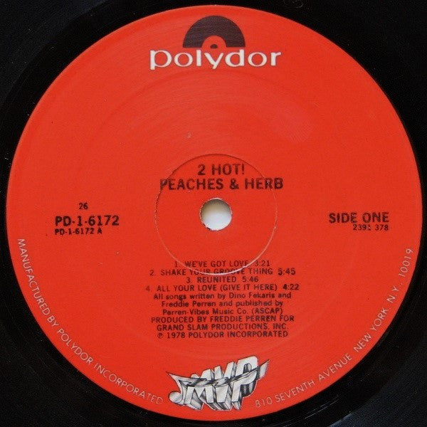 Peaches & Herb - 2 Hot! (LP, Album) (Very Good (VG))