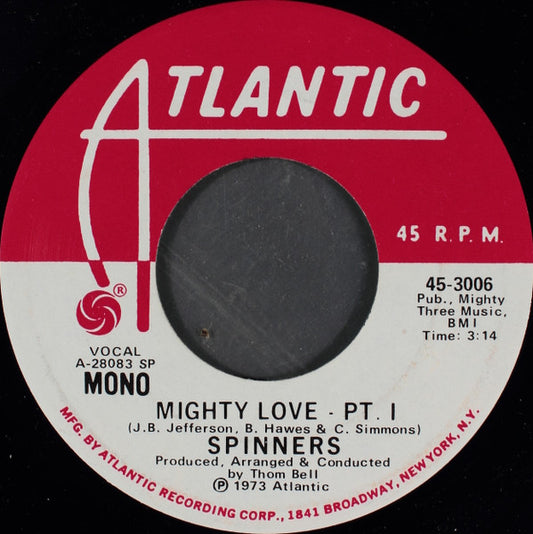 Spinners - Mighty Love (7", 45 RPM, Promo, Stereo, Mono) (Good Plus (G+))