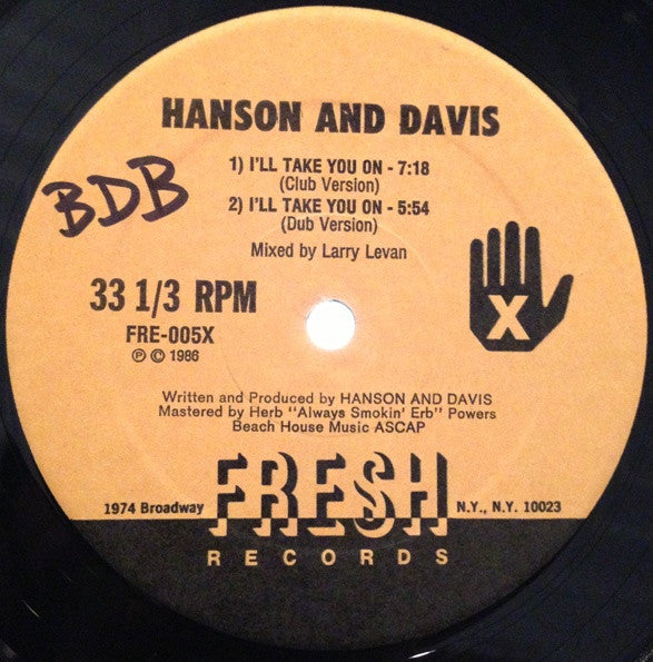Hanson & Davis - I'll Take You On / Hungry For Your Love / Hold On To Yesterday (12", 33 ⅓ RPM, EP, Misprint) (Very Good Plus (VG+))