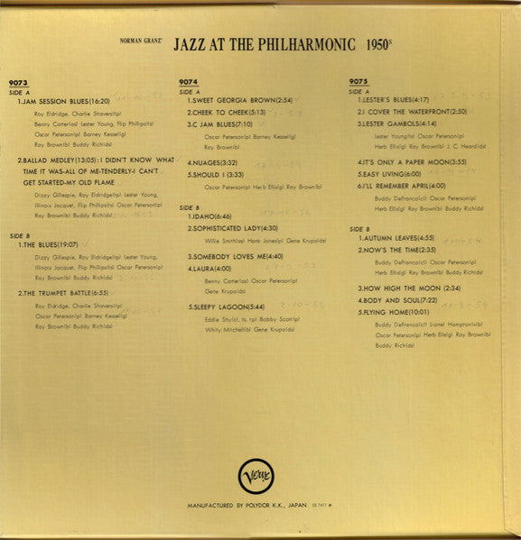 Jazz At The Philharmonic - 1950s (3xLP, Mono + Box Set) (Very Good Plus (VG+))