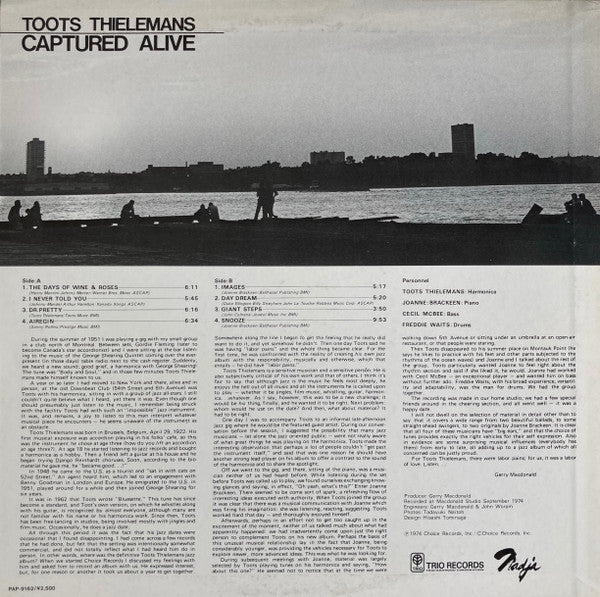 Toots Thielemans - Captured Alive (LP, Album, RE) (Very Good Plus (VG+))
