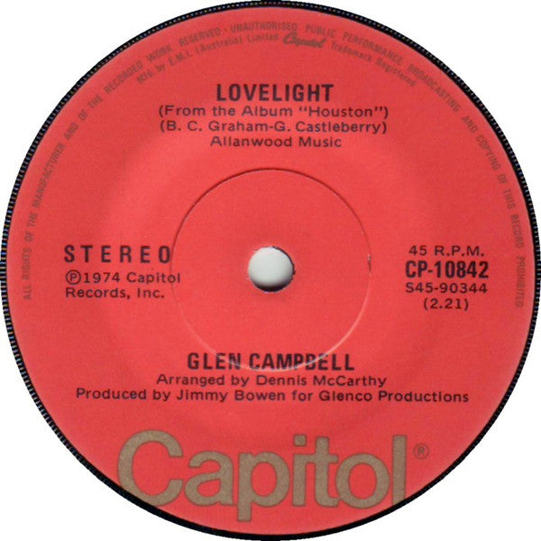 Glen Campbell - Rhinestone Cowboy (7", 45 RPM, Single, Stereo) (Very Good (VG))