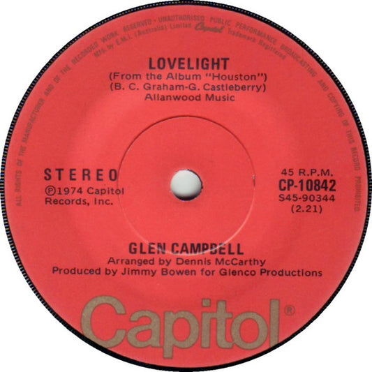 Glen Campbell - Rhinestone Cowboy (7", 45 RPM, Single, Stereo) (Very Good (VG))