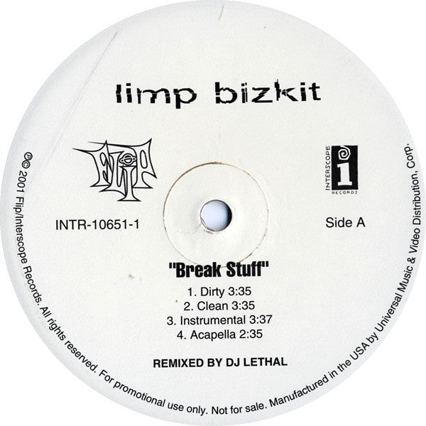 Limp Bizkit - Break Stuff / Crushed (12", 33 ⅓ RPM, Promo) (Very Good Plus (VG+))