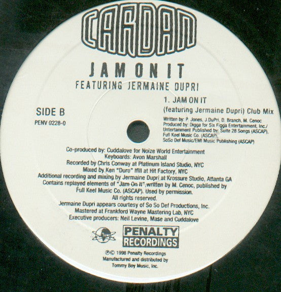 Cardan, Jermaine Dupri - Jam On It (12", 33 ⅓ RPM) (Good Plus (G+))