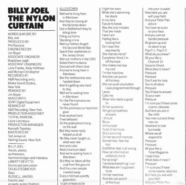 Billy Joel - The Nylon Curtain (CD, Album, RE, RP, Stereo) (Very Good (VG))