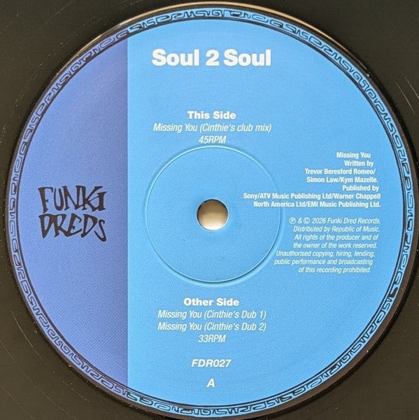 Soul II Soul - Missing You (Cinthie Mixes) (12", 33 ⅓ RPM, 45 RPM) (Mint (M))