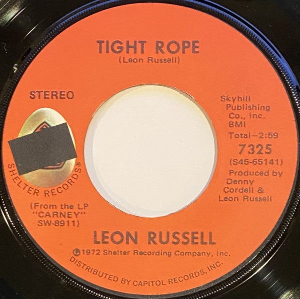Leon Russell - Tight Rope / This Masquerade (7", 45 RPM, Single, Stereo) (Good Plus (G+))