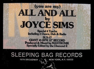 Joyce Sims - (You Are My) All And All (12", 45 RPM) (Very Good Plus (VG+))