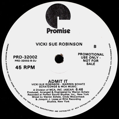 Vicki Sue Robinson : Summertime Fun / Admit It (12", Promo)