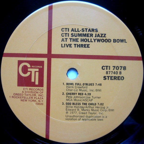 CTI All-Stars : CTI Summer Jazz At The Hollywood Bowl Live Three (LP, Album)