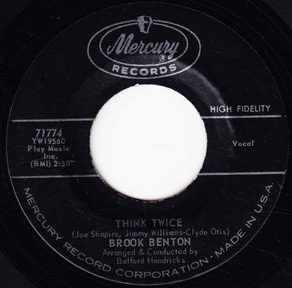 Brook Benton : Think Twice / For My Baby (7", Single)