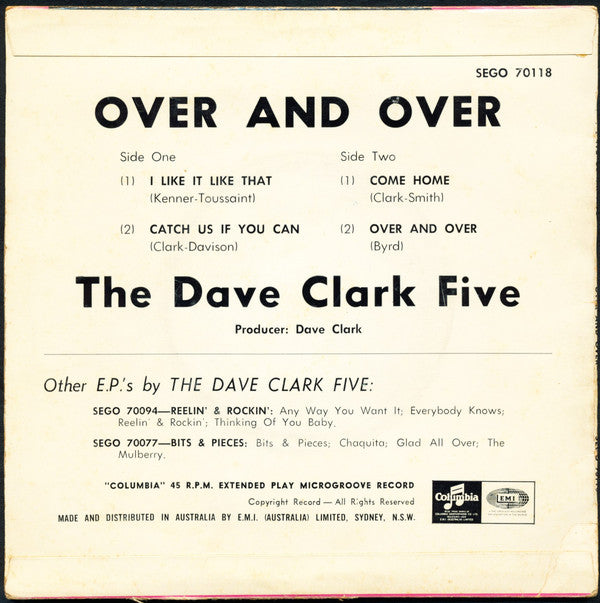 The Dave Clark Five : Over And Over (7", EP)