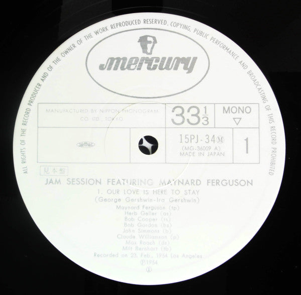 Maynard Ferguson : Jam Session Featuring Maynard Ferguson (LP, Album, Mono, Promo, RE)