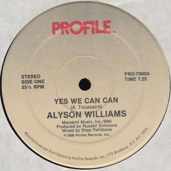 Alyson Williams : Yes We Can Can (12", Single)