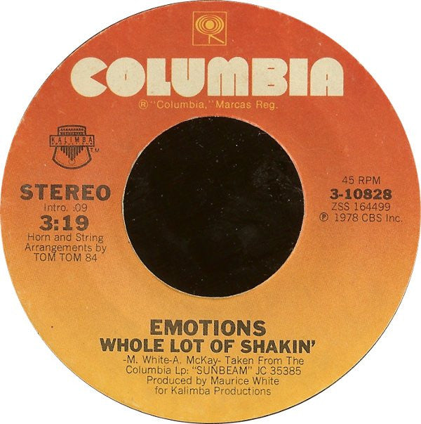 The Emotions : Whole Lot Of Shakin' / Time Is Passing By (7")