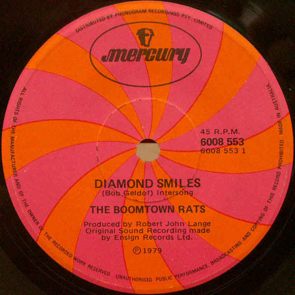 The Boomtown Rats : Diamond Smiles (7", Single)