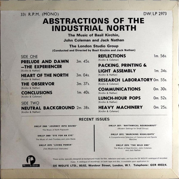 The London Studio Group : Abstractions Of The Industrial North (10", Mono)