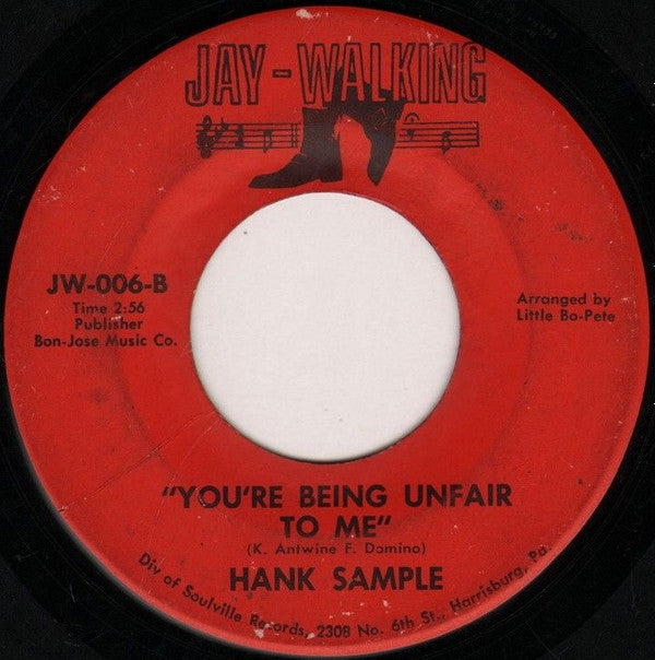 Hank Sample : So In Love With You / You're Being Unfair To Me (7")