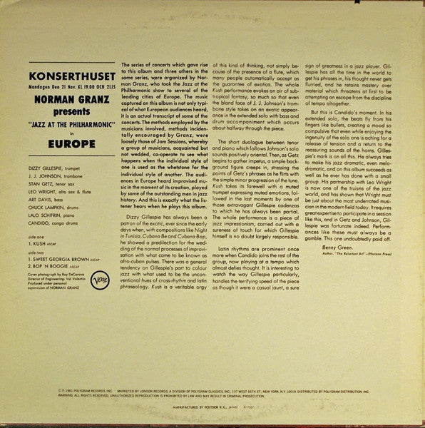 Various : Norman Granz Presents Jazz At The Philharmonic In  Europe (LP, Album, Mono, RE)