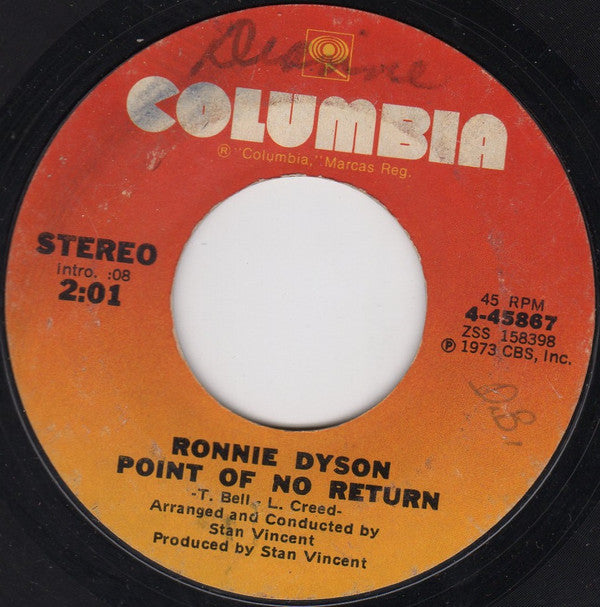 Ronnie Dyson : Just Don't Want To Be Lonely / Point Of No Return (7", Ter)