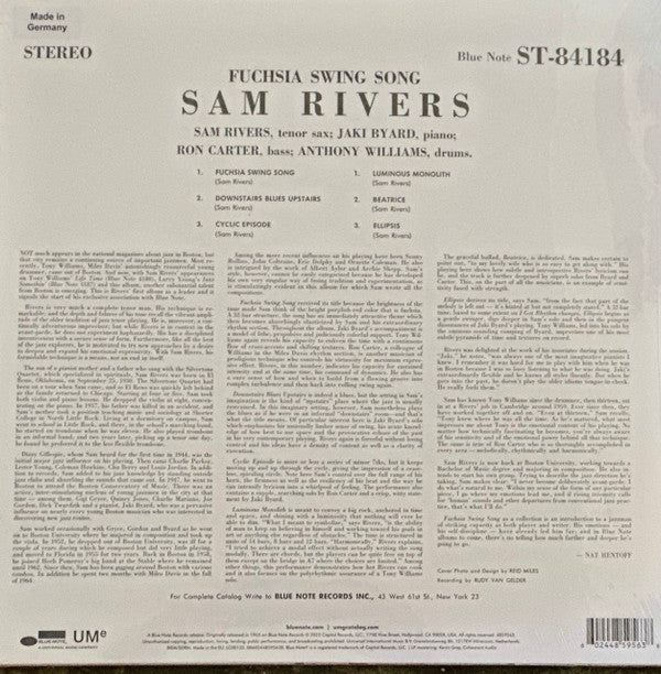 Sam Rivers : Fuchsia Swing Song (LP, Album, RE, 180)