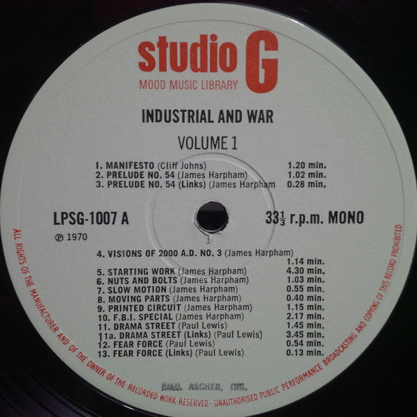 Various : Industrial And War - Volume 1 (LP, Mono)