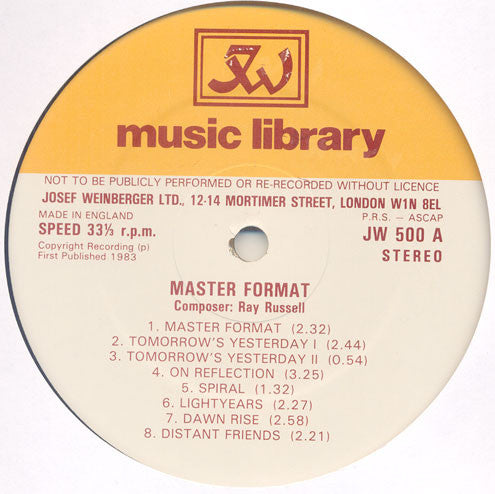 Ray Russell : Master Format (LP)