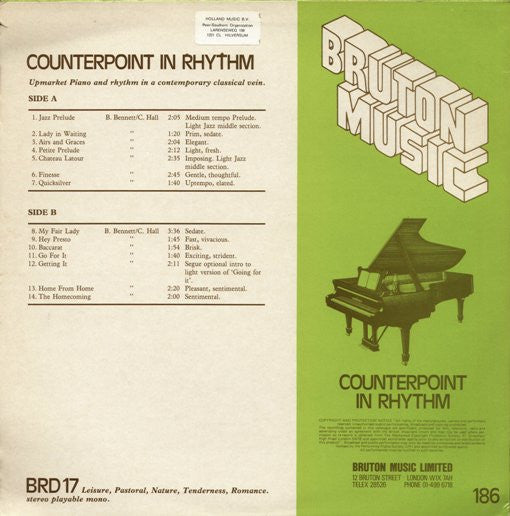 Brian Bennett / Carlton Hall : Counterpoint In Rhythm (LP)