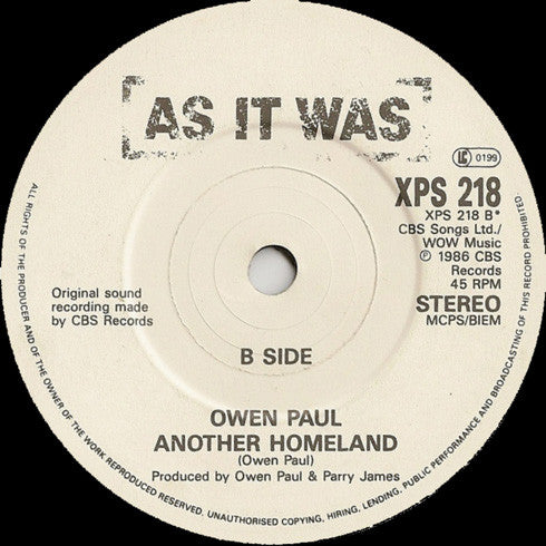 Owen Paul : As It Is ... (LP, Album + 7", Single, Ltd, Pos)