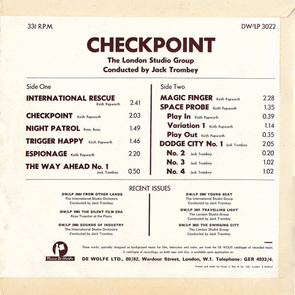 The London Studio Group : Checkpoint (10")