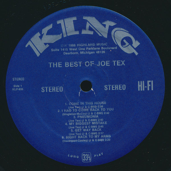 Joe Tex : The Best Of Joe Tex (LP, Comp, RE)