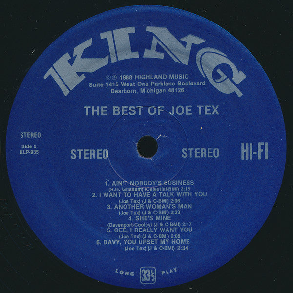 Joe Tex : The Best Of Joe Tex (LP, Comp, RE)