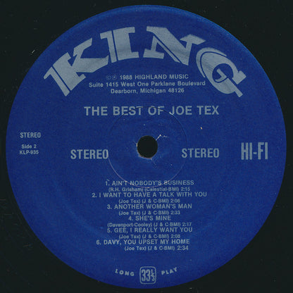 Joe Tex : The Best Of Joe Tex (LP, Comp, RE)