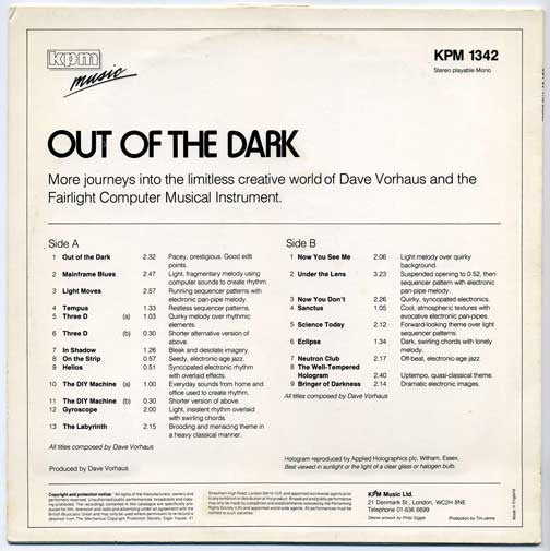 David Vorhaus : Out Of The Dark (LP)